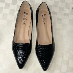 Bellini Black “Flora”Croc-Patterned Flats
